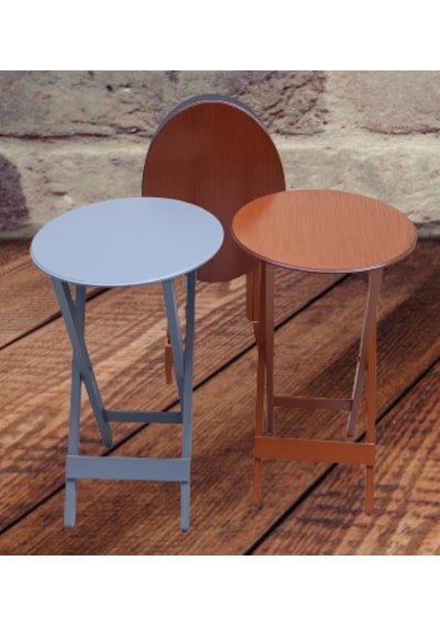 Çanta Zigon Sehpa Oval Model Dörtlü Ahşap Mdf Ceviz Ve Gri Renk Uyumu El Yapımı