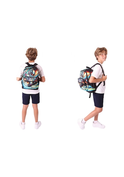 Kaukko Kids Layer Erkek Çocuk Okul Çantası + Kalem Çantası Seti Siyah - Kayak Yapan Astonot Siyah