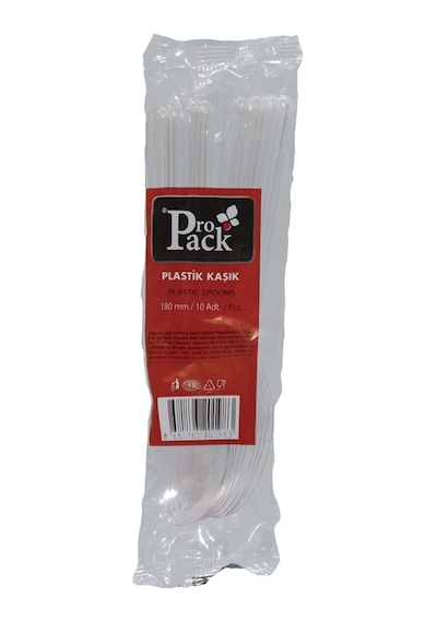 Propack 10'lu 18 Cm Plastik Kaşık - Tek Kullanımlık Şeffaf Kaşık 6'li Avantaj Paketi - 6 Adet Tarı 10 G