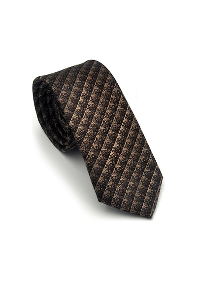 Gaffy Kahverengi Küp Desenli Bej Dokuma Kumaş Mendilli Slim Fit Kravat // Sdk-2605-6 Bej