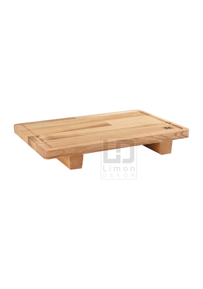 Masif Dişbudak Ayaklı Servis Ve Doğrama Tahtası 33x22.5x4.5 Cm Gıdayla Temasa Uygun, Doğal Ahşap Ahşap