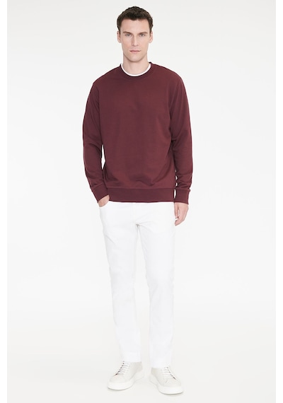 Ac&Co / Altınyıldız Classics Erkek Bordo Pamuklu Standart Fit Normal Kesim 2 İplik Bisiklet Yaka Sweatshirt
