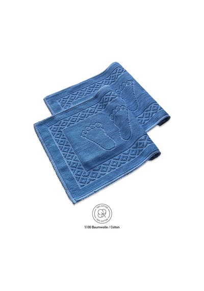 Soffy Mavi & Mavi 2 Adet 50x70 Cm Banyo Paspası %100 Doğal Pamuk Ayak Paspası Ayak Havlusu Mavi