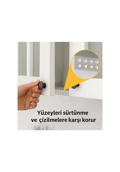 150 Li 10mm Yapışkanlı Şeffaf Silikon Ses Stoperi Dolap Çekmece Tamponu Koruyucu Diğer
