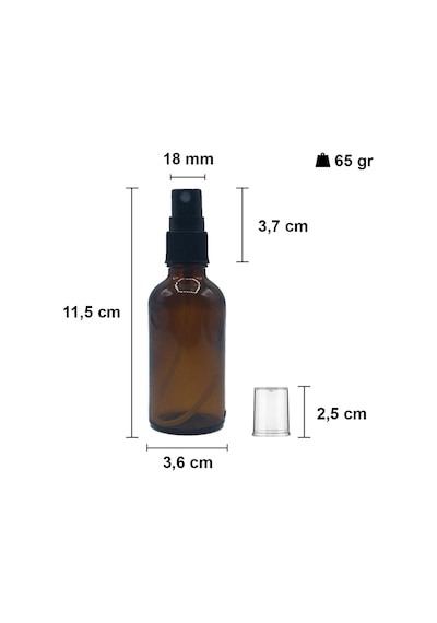 Afracam Amber 50 Ml Kapaklı Sprey Dezenfektan Cam Şişe Siyah