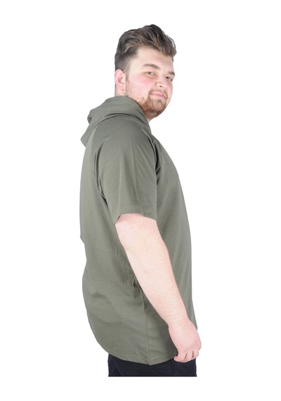 Mode Xl Büyük Beden Tshirt Kapşonlu Dbca 22119 Haki 001