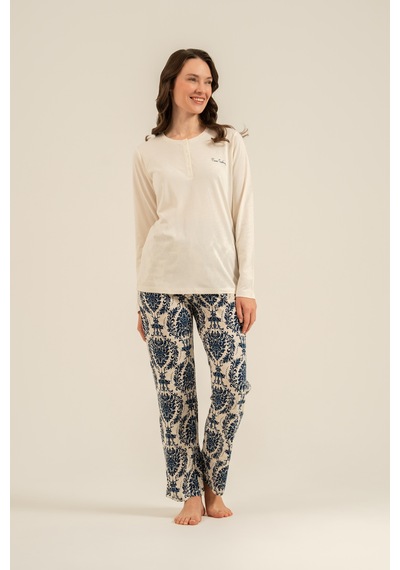 Pierre Cardin 9285 Modal Uzun Kol Kadın Pijama Takım Bej