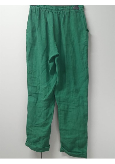 Bohem Stil Kadın Keten Havuç Pantolon-8603 Yeşil