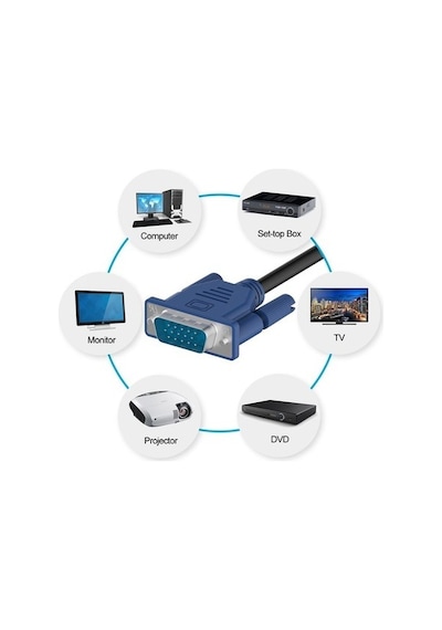 Monitör Kablosu Vga - Vga 3 Metre Vga Kablosu 3 Mt