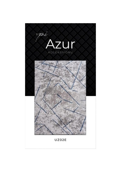 Pierre Cardin Azur Uz02e Gri Mavi Pamuk Akrilik Yumuşak Dokulu Modern Kilim Halı