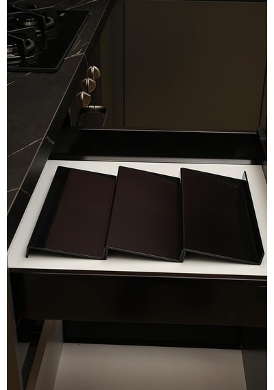 Color House 3 Adet Çekmece Içi Baharatlık Düzenleyici Stant Mutfak Dolap Içi Organizer Siyah Renk Z305 Tek Ebat Diğer