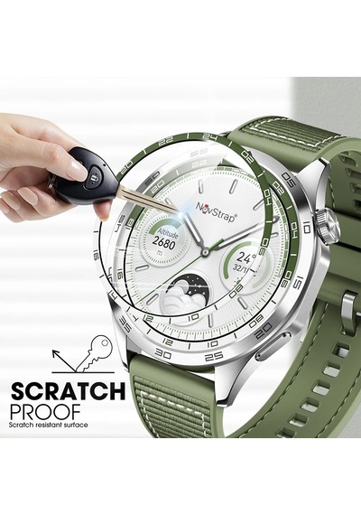 Novstrap Huawei Watch Gt4 46mm İle Uyumlu Ekran Koruyucu Nano Esnek Cam Tam Kaplayan Yeşil Kadranlı Ppm