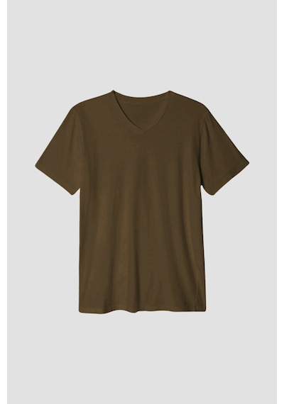 Kadın V Yaka Tshirt Spr24tsk40 Kahverengi