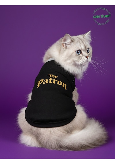 Siyah The Patron Yazılı Kedi Ve Köpek Kıyafeti Tişörtü Elbisesi Medium/m/beden 2
