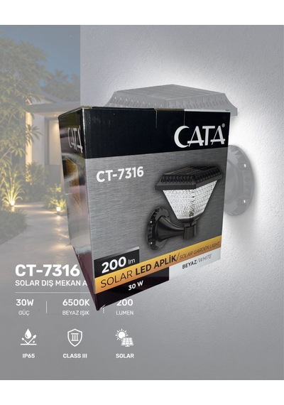 Cata Ct-7316 Solar Led Aplik 30w Beyaz Işık