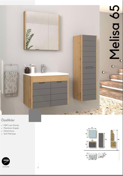 Evros Melisa 65 cm Banyo Dolabı Çok Renkli