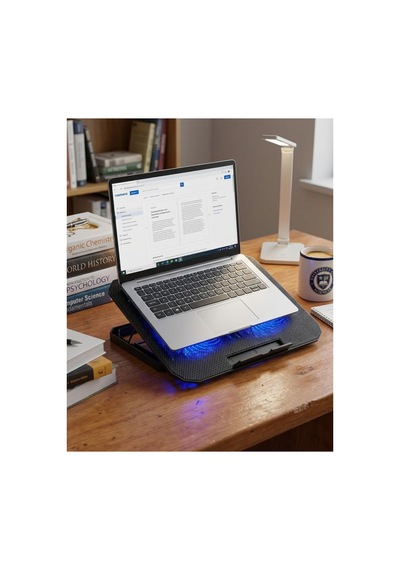 Usb Girişli Laptop Soğutma Standı Çift Fan Mavi Işıklı Notebook Soğutucu Çok Renkli