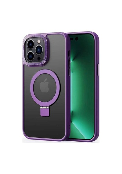 Zore İphone 14 Pro Uyumlu Magsafe Wireless Şarj Özellikli Standlı Nvth Ting Kılıf-derin Mor
