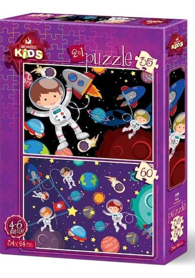 Art Kids 35+60 Parça 2'Li Çocuk Puzzle Uzay