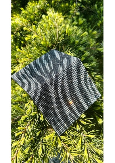 Taşlı Ruhsat Kılıfı Zebra Desen Siyah Gri Beyaz Taş Bekaks