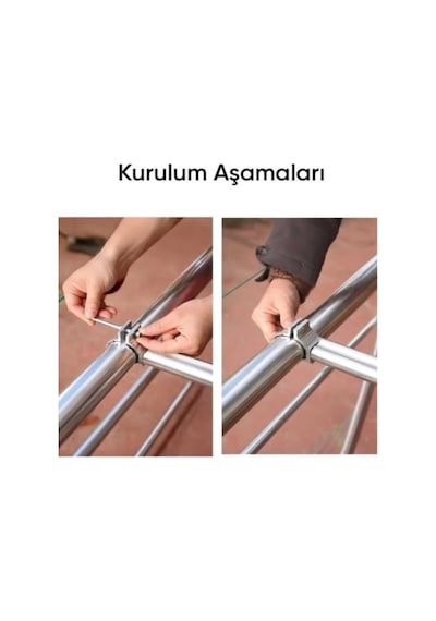 Raın Yuvarlak Ağızlı Balkon Çamaşırlık, Alüminyum Çamaşır Asma Aparatı, 5 Cm Korkuluk Uyumlu, Balkon Çamaş Diğer
