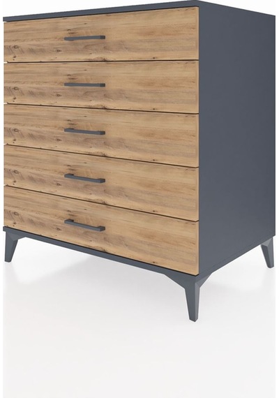 Kronos Şifonyer 5 Çekmeceli 88x59x96 Antrasit-çam Antrasit