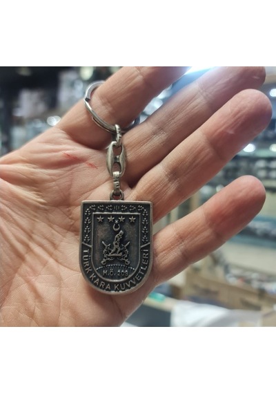 Kara Kuvvetleri Metal Anahtarlık - Boyasız Eskitme Model Gri - Gümüş