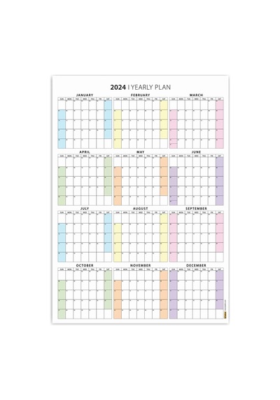 2027 Amerikan Standardı Takvim, Yıllık Planlayıcı Duvar Takvimi, Sunday Start Wall Planner Çok Renkli
