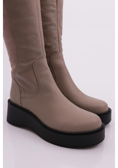 Dgn 22535-22k Kadin Kalin Taban Fermuarli Knee High Çizme 22535-2-R13180 Vizon