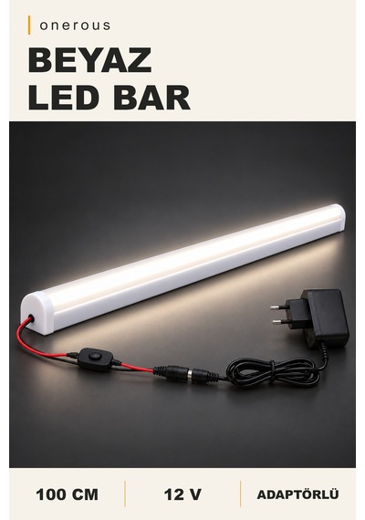 Onerous 100 Cm 12v Beyaz Led Bar, Anahtarlı, Adaptörlü Krem