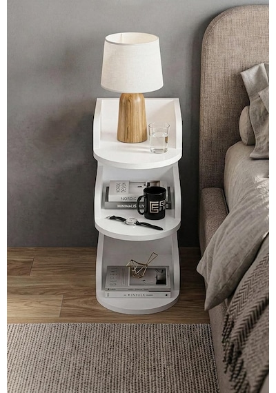 Falez Komodin, Modern Ahşap, 3 Katlı Raflı, Beyaz, Yan Sehpa, Organizer Kitaplık, 50x45x35 Cm Çok Renkli Falez Komodin, Modern Ahşap, 3 Katlı Raflı, Beyaz, Yan Sehpa, Organizer Kitaplık, 50x45x35 Cm Çok Renkli