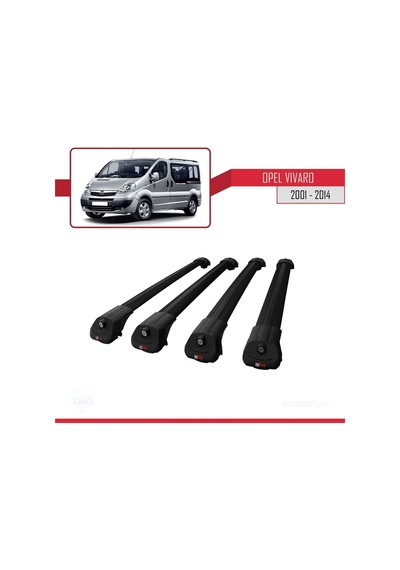 Opel Vivaro 2001-2014 Arası İle Uyumlu Ace-1 Ara Atkı Tavan Barı Siyah 4 Adet Bar