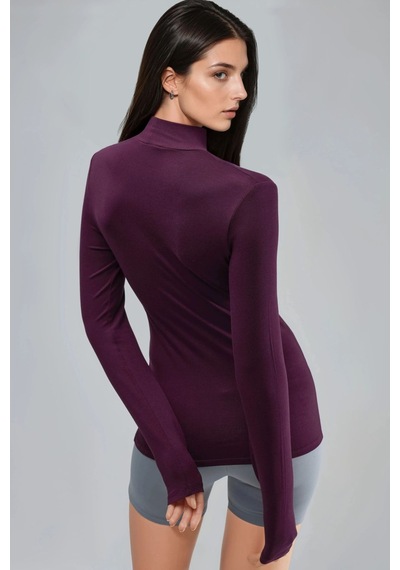 Hiccup Busem Slim Fit Yarım Balıkçı Yaka Bluz Leylak Moru