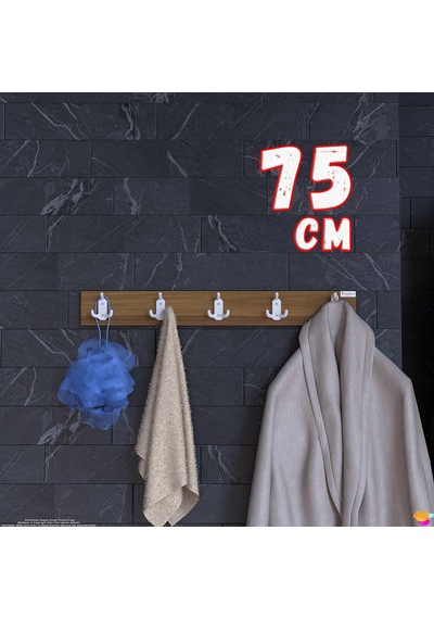 Modilayn Arı 9 Kancalı Banyo Askısı 3' Lü Set 36,4x9,6 Cm Şık Tasarım Ekstra Düzen Ve Yer Tasarrufu Koyu Ceviz