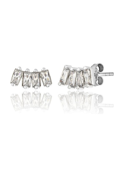 Zanaatsilver 925 Ayar Gümüş 4 Adet Baget Taşlı Küpe