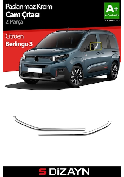 S-dizayn Citroen Berlingo 3 Krom Cam Çıtası 2 Prç 2019 Üzeri A+ Kalite