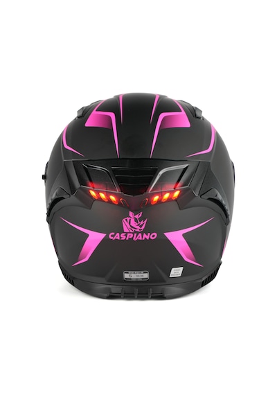 Caspiano Homer Full-face Led Işıklı Matt Black / Pink Motosiklet Kaskı Ece-r 22.06 Sertifikalı Pembe