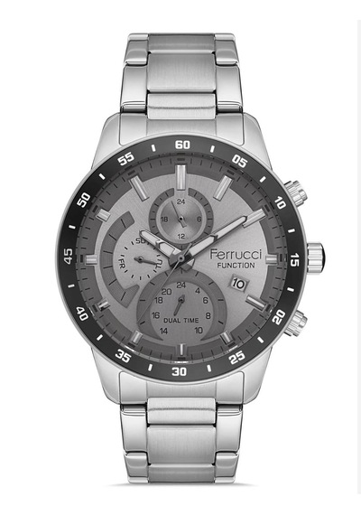 Ferrucci Fc32535 Fonksiyonlu Ve Takvimli Silver-füme Renk Çelik Kordon&kasa Erkek Kol Saati Siyah