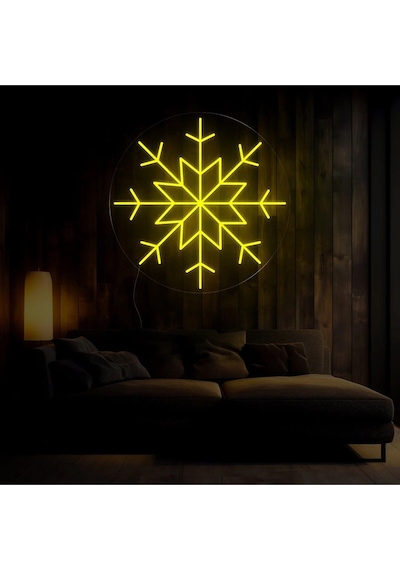 Kar Tanesi Şekilli Neon Tabela Sarı