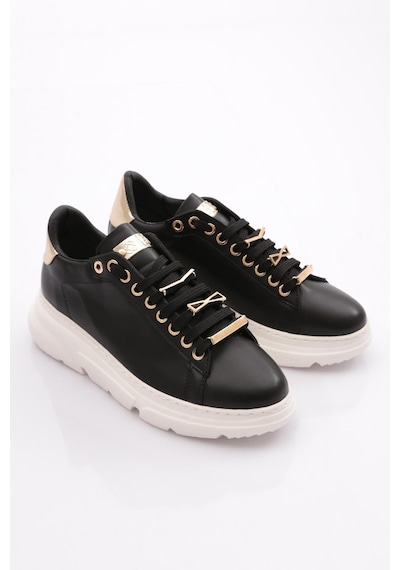 Dgn Es864 Kadin Kalin Kristal Taşli Sneakers Ayakkabi ES864-2007-R12593 Siyah - Beyaz