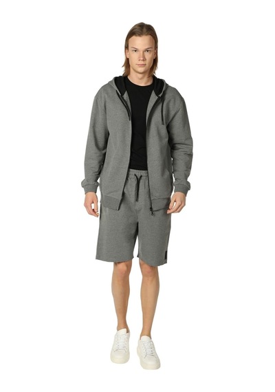 Defys Defy S Erkek Oversize Kapüşonlu Fermuarlı Cepli Sweatshirt Koyu Gri - 527577758 Koyu Gri
