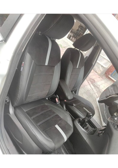 Ford Fiesta 2010 2017 Arası Uyumlu Arka Sırt 2+1 Siyah Taytüyü Siyah Deri Karışımı Beyaz Detay