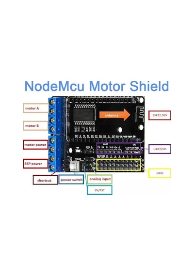 Nodemcu L293d Shield Motor Sürücü Esp8266 Kablosuz Internet Wifi Motor Uzaktan Kontrol Robo
