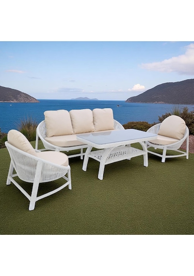 Marise Üçlü Rattan Bahçe Oturma Grubu 3+1+1+sehpalı Bahçe Takımı