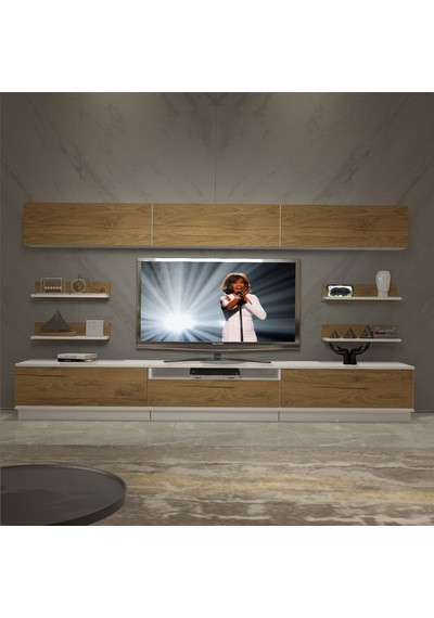 Decoraktiv Trendstyle 8ys Mdf Tv Ünitesi Tv Sehpası - Beyaz Pera Beyaz - Meşe