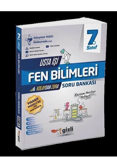 Gizli Yayınları 7. Sınıf Fen Bilimleri Usta İşi Soru Bankası - Kavram Haritası Maarif Model