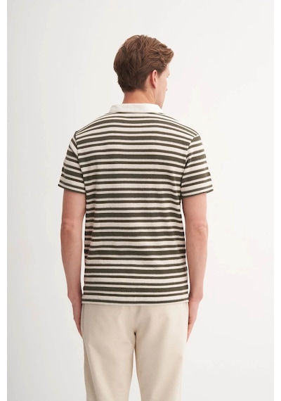 Cazador Regular Fit Örme Çizgili Yeşil Erkek Polo Yaka T-shirt 40330 Yeşil