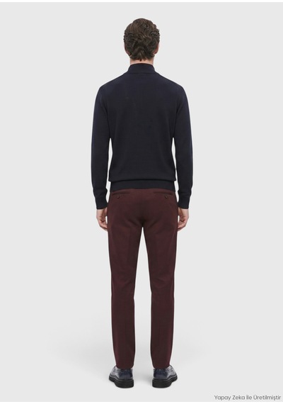 Ramsey Mürdüm Düz Dokuma Relaxed Fit Casual Pamuk Karışımlı Pantolon