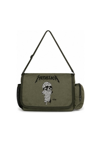 Sevbano Metallica Rock Metal Müzik Grubu Baskılı Unisex Okul, Spor, Ofis Haki