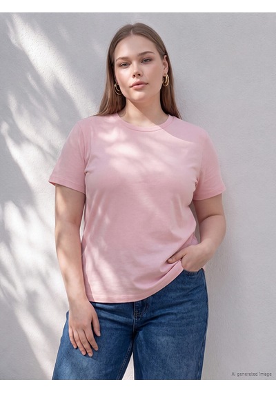 Lcwaıkıkı Curve Pembe Büyük Beden Soft Touch Kadın Tişört